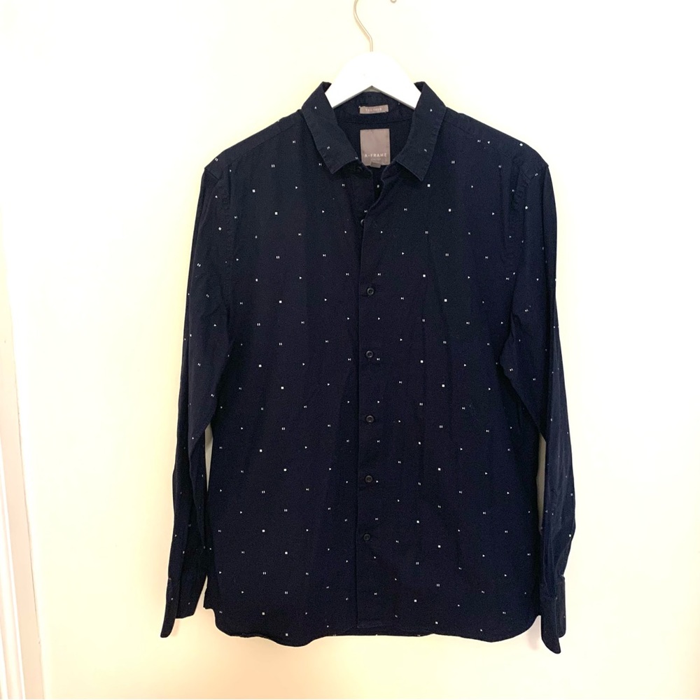 A-Frame navy stretch tailored fit shirt C012